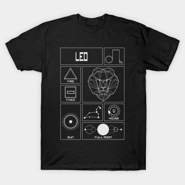 Leo Profile - Astrology Signs T-Shirt by alcateiaart